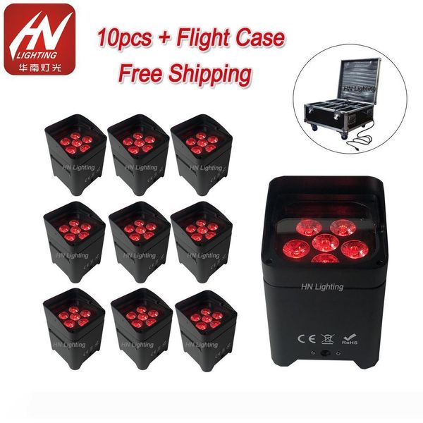 

10pcs app control uplighting hex 6*18w 6in1 rgabw uv led battery projector led par lights for wedding with rain cover