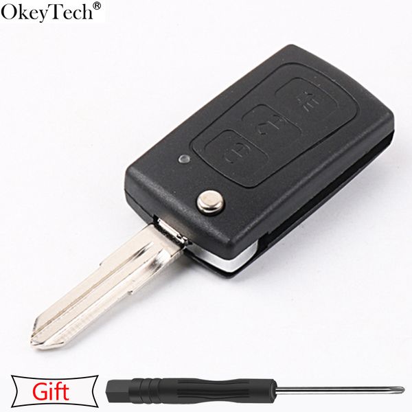 

okeytech flip remote key case for great wall haval hover h3 haval h5 3 buttons uncut brass blade replace remote key shell