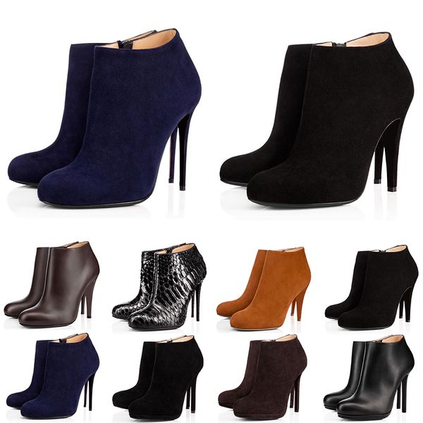 

new fashion luxury designer women boots high heels 8cm 10cm 12cm black red chestnut navy bottoms shoes leather winter boot