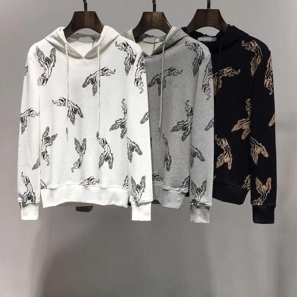 

2019 new designer fall/winter fashion print sweater mix and match fashion sweater leisure hooded long sleeve sweater, Black