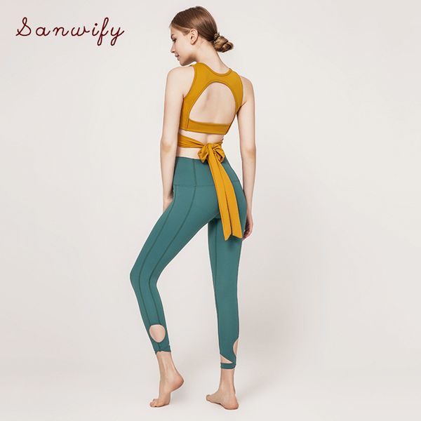 

summer yoga set gym leggings+tie back bandage sports bra 2 piece sports wear for women gym workout clothing, White;red