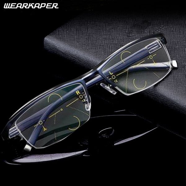 

wearkaper smart progressive sun pchromic multifocal reading glasses near and far multifunction glasses bifocal eyewear 1.0-3, White;black