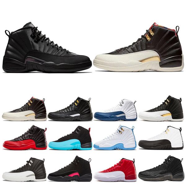 

2019 winterized gym red 12 12s mens basketball shoes college navy wings black cny bulls university blue men sport sneakers size 7-13, White;red