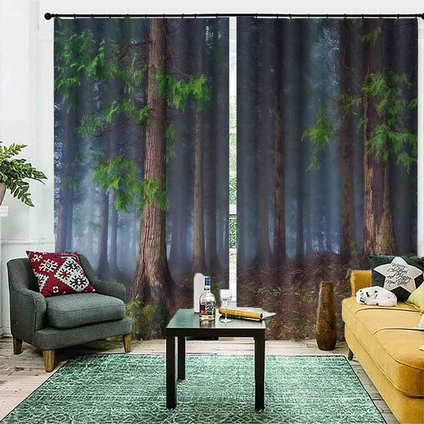 2019 Dark Forest Woods 3d Window Curtains Living Room Bedroom