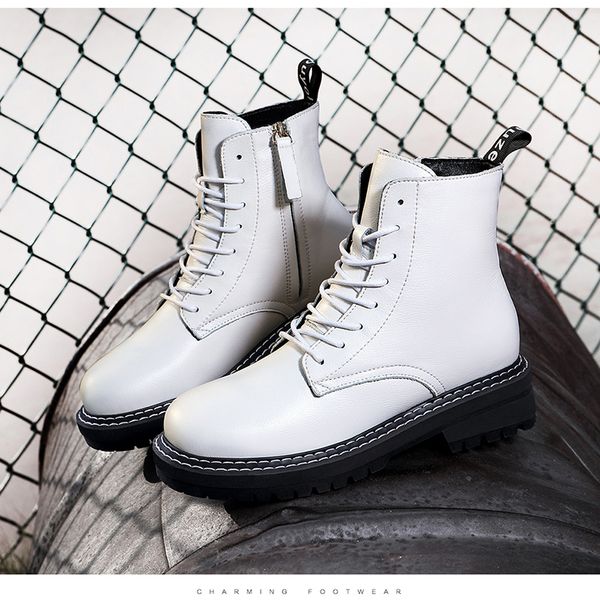 

2020 новая кожа водонепроницаемая платформа мартин сапоги черные ботинки женщин белый увеличенный моды увеличить роскошь дизайнер ботинки же, White;red