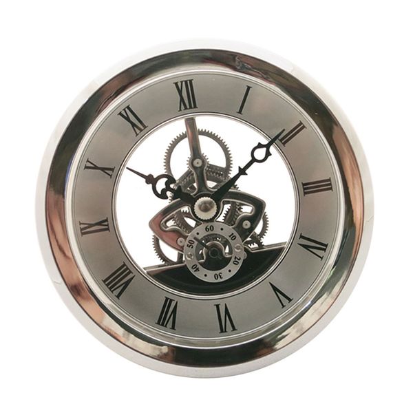 

103mm round bezel skeleton clock watch insert quartz movement parts for watchmaker - silver, Slivery;brown