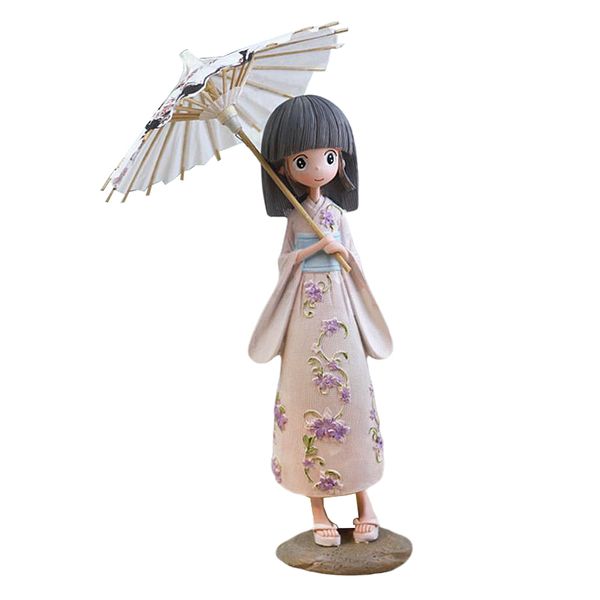 

lovely resin sculpture ornament girls under umbrella for home office decor