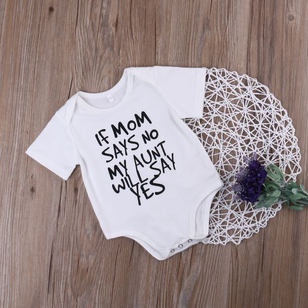 

if mom says no, my aunt will say yes print short sleeve bodysuit for baby, Blue