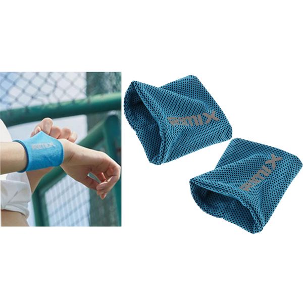 

2 pieces sports wrist protection wrist band running wristband sweatband blue