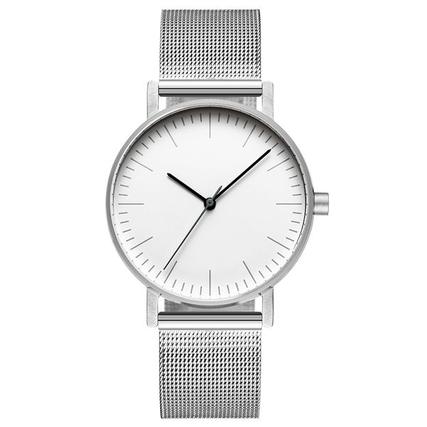 

bauhaus minimalist style leather watch swiss rhonda 763 movement minimal 36mm stainless steel meshbelt couple watch, Slivery;brown