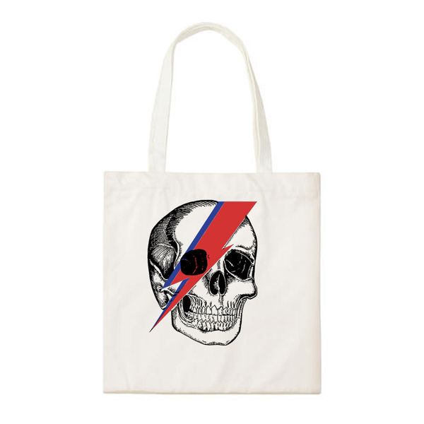 

vintage rock hippie fashion glam rock face skull print daily canvas shopping bag handbags school bags