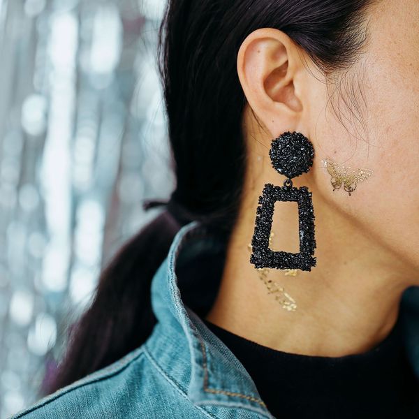 

earring product originality exaggeration personality punk wind geometry colour earrings woman, Golden