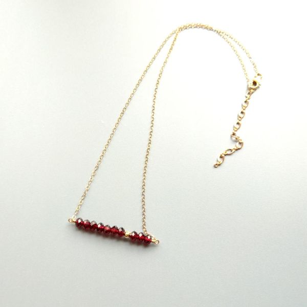 

lii ji genuine natural garnet sparkling beads us 9k gf chain link delicated handmade necklace 40cm/45cm, Silver
