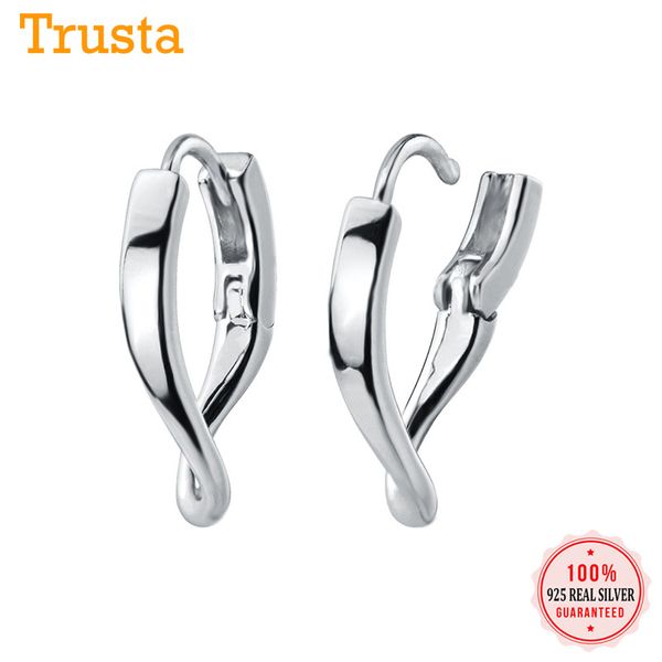 

trusta genuine fashion 925 sterling silver sweet geometric irregularity hoop earring for women girl teen jewelry gift ds1768, Golden;silver