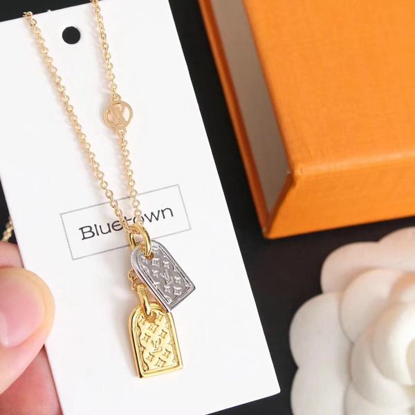 

zp new arrival luxurious quality chain necklace with double square connect for women and mother's day gift jewelry ps5019, Silver