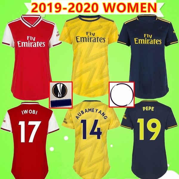 

women soccer jerseys tierney 19 20 ceballos henry football shirts 2019 2020 home away 3rd girls camisetas david luiz ladies maillots, Black;yellow