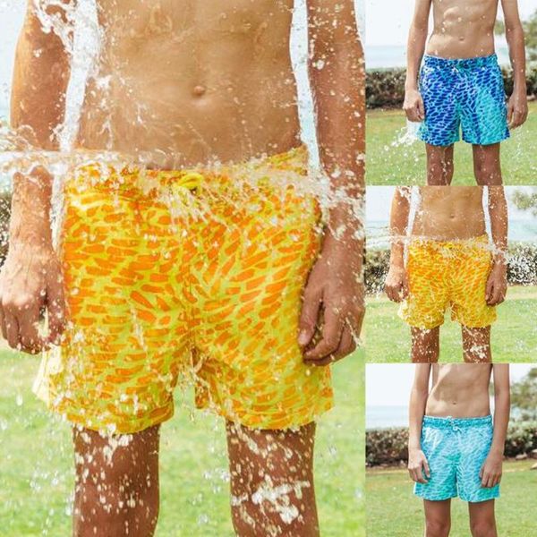 

summer swimwear kids boys child temperature-sensitive color-changing beach pants swim trunks shorts color changing swimwear#a35