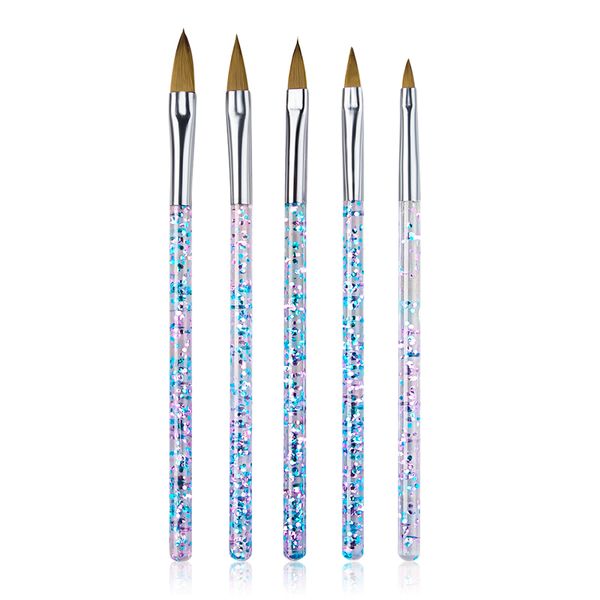 

5pcs/set nail art line painting brushes crystal acrylic thin liner drawing pen manicure tools uv gel dotting pen carving tips, Yellow