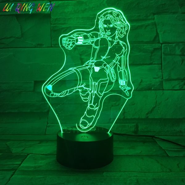 

children's 3d led night light black widow marvel comics the avengers superhero nightlight kids boy birthday gift 3d desk lamp