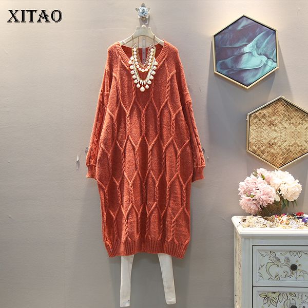 

xitao knitted pattern dress women fashion new 2019 winter elegant small fresh full sleeve goddess fan minority dress dmy1978, Black;gray