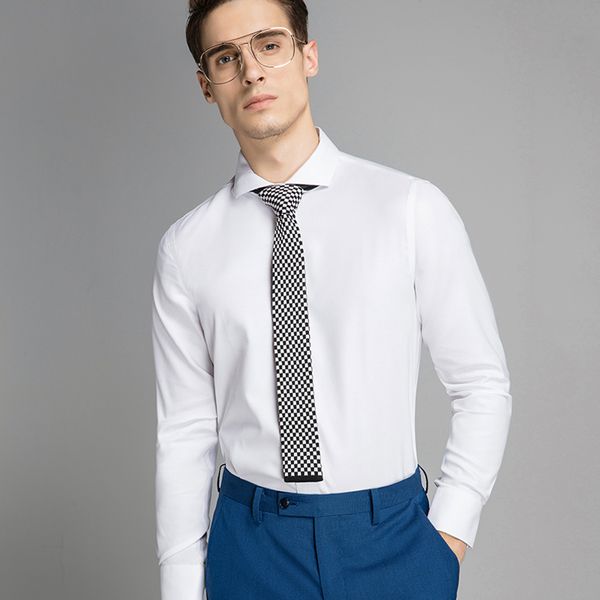 

brand new men's 100% cotton solid color formal business meeting dress shirt slim fit suit dress shirt for men, White;black