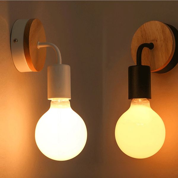 

simple solid wood wall lamp north living room bedroom bedside lighting modern led indoor wall light