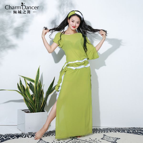 

new 4pcs set belly dance robe costume women oriental stage show dress practice clothing loose outfit baladi shaabi saidi zm276, Black;red