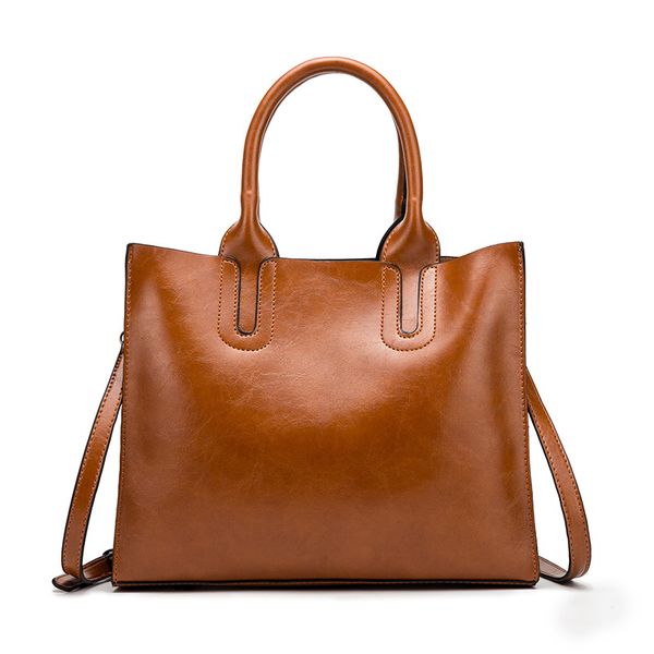 

new bucket bag female high-capacity hand-held shoulder diagonal oil wax pit tote bag