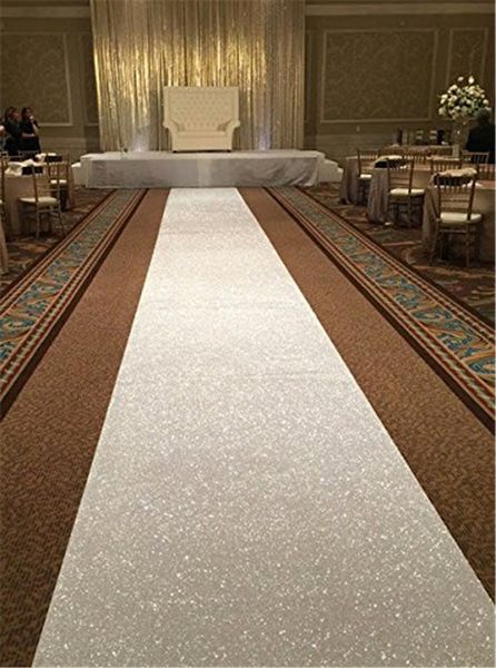 

white sequin aisle runner-4x30ft carpert aisles runner shimmer sequin fabric straight aisle runner for wedding decoration
