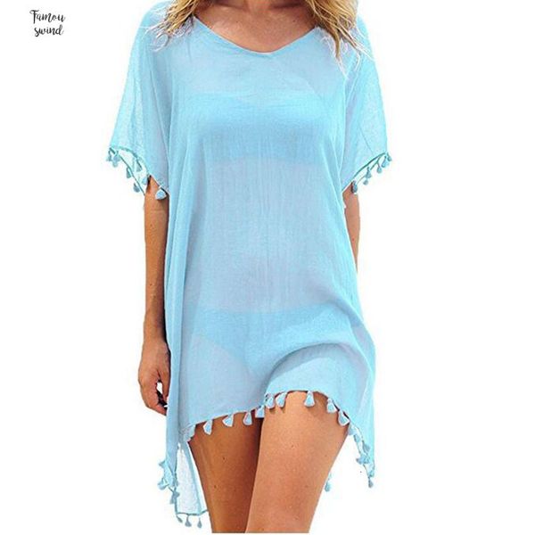 

2019 maxi dresses style women beach tassels swimsuit cover up pareo tampa summer mini swimwear loose loose dress ups, Black;gray