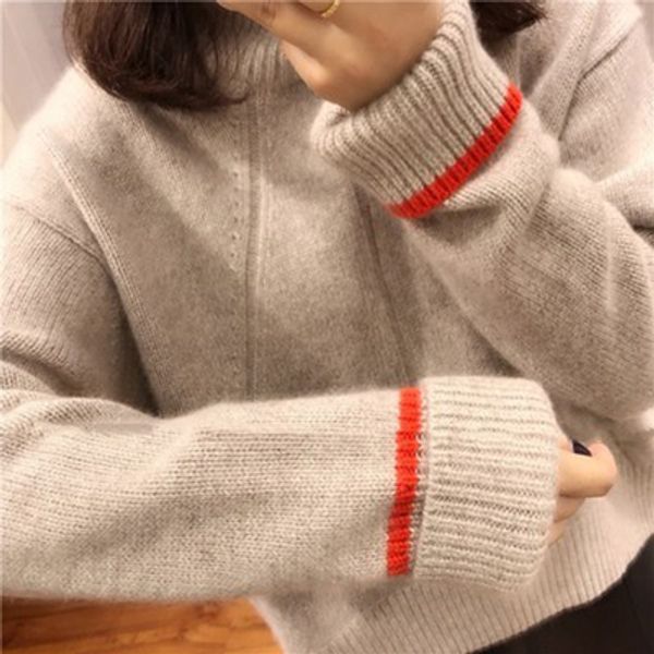 

double thickening loose turtleneck cashmere sweater female sweater cashmere pullover s05, White;black