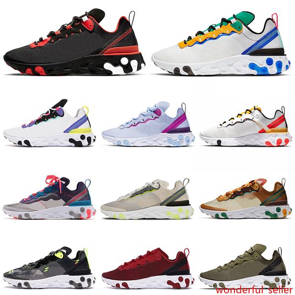 

react element 87 55 running shoes men women chaussures bred camo team red triple black tour green orange peel mens trainers sports sneakers