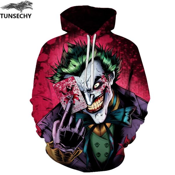 

tunsechy new sweatshirts men brand hoodies men joker 3d printing hoodie male casual tracksuits size s-xxxl wholesale and retail, Black