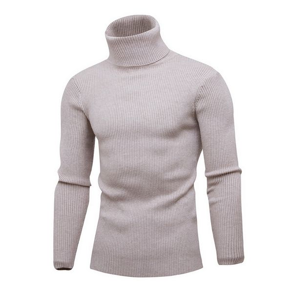 

dihope 2020 autumn and winter pure color pullover outerwears comfortable high collar slim fit knitted sweater jumper, White;black