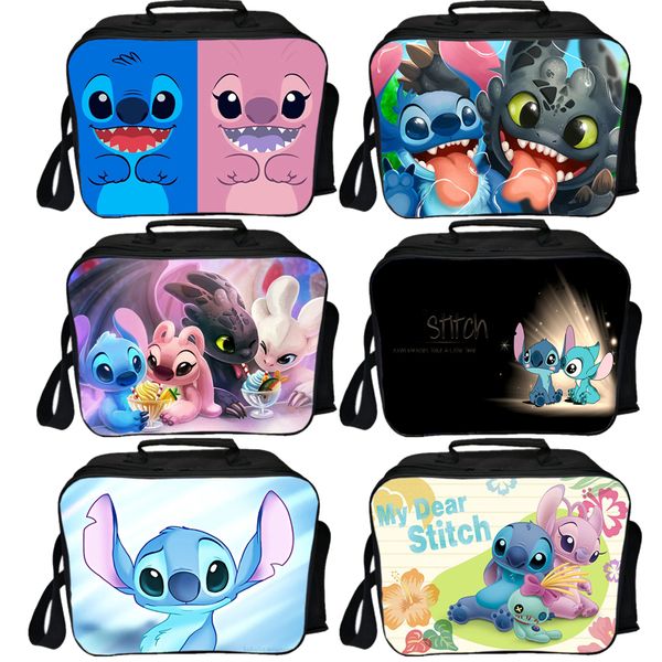 

stitch lunch bag students men women boys girls casual lunch box student worker new bag cooler insulation, Blue;pink