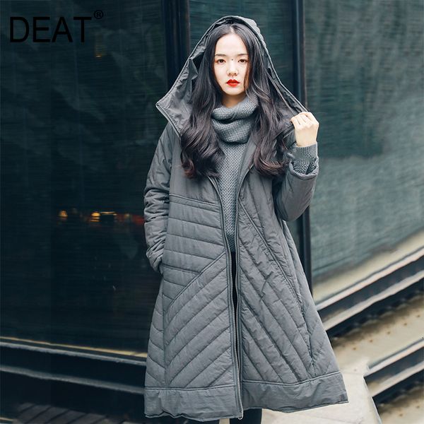 

deat] loose fit solid color warm woolen coat parkas new hooded long sleeve women fashion tide autumn winter 2019 19l-a176, Black