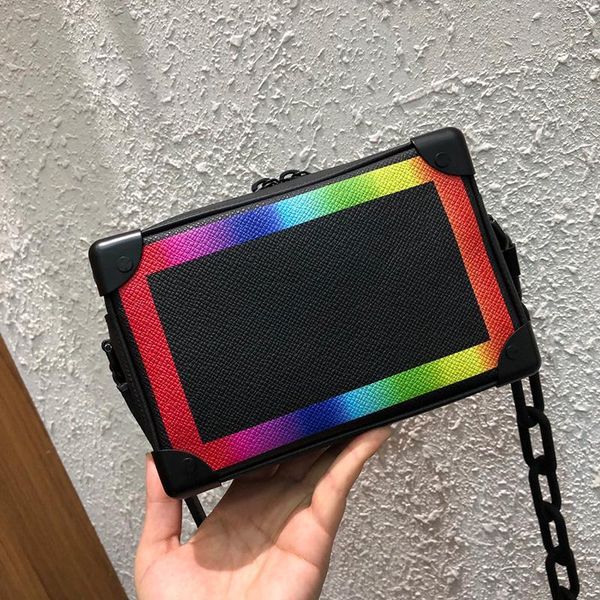 

designer-luxury classic mini men's brand bags designer luxury handbags purses rainbow modification soft box package chain crossbody bag