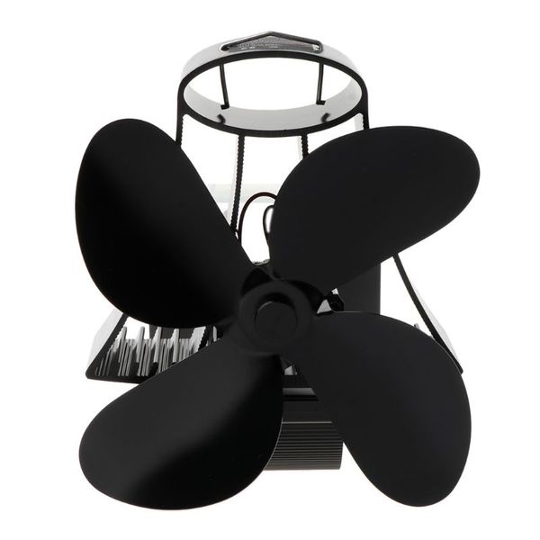 

wall mounted heat self-powered fireplace stove fan quiet 4 blades aluminum efficiently warm wood log burner eco friendly