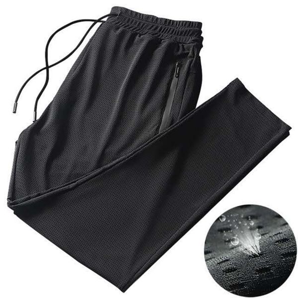 

casual pants men's loose and quick-drying elastic large size sports pants ice silk increase thin air conditioning new, Black