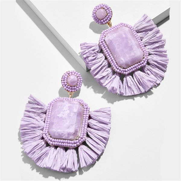 

2019 Spring Summer New Trendy Women Fashion Earrings Raffia Drop Statement Earring gemstone earrings luxury tassel earrings wedding party