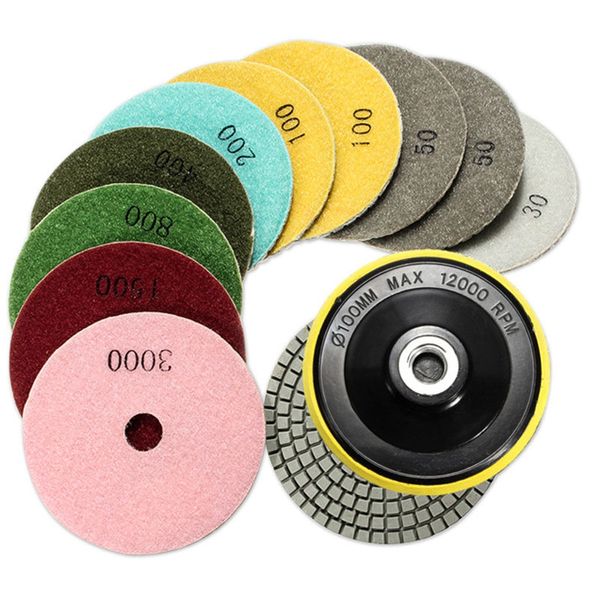 

12pcs/set 4 inch/100mm abrasive tools wet dry diamond polishing pads sanding disc grinder for granite stone concrete marble poli