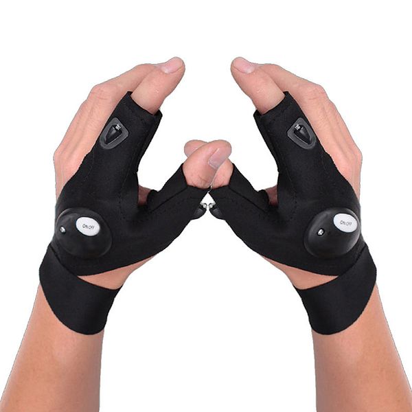 

magic strap fingerless gloves with flashlights auto repair gloves luminous waterproof rescue working lb, Blue;gray