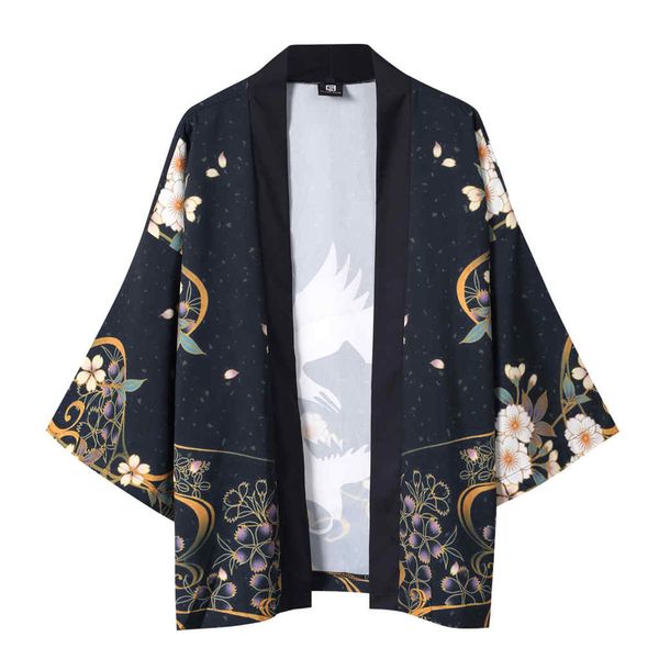 

mens and womens cloak jacke blouse japanese five point sleeves kimono, Tan;black