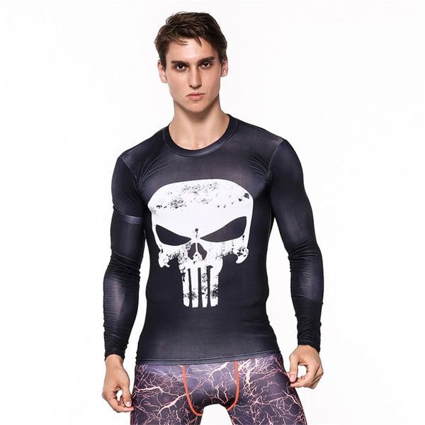 

mens fitness 3d prints long sleeves t shirt men bodybuilding skin tight quick dry rashguard compression shirts mma workout top, White;black