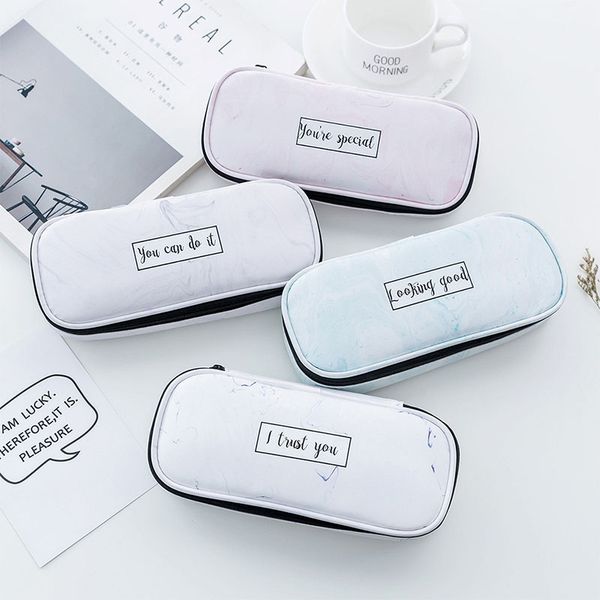 

pencil bag student stationery marble pencil case multi-function waterproof pu creative case glasses bag glasses box