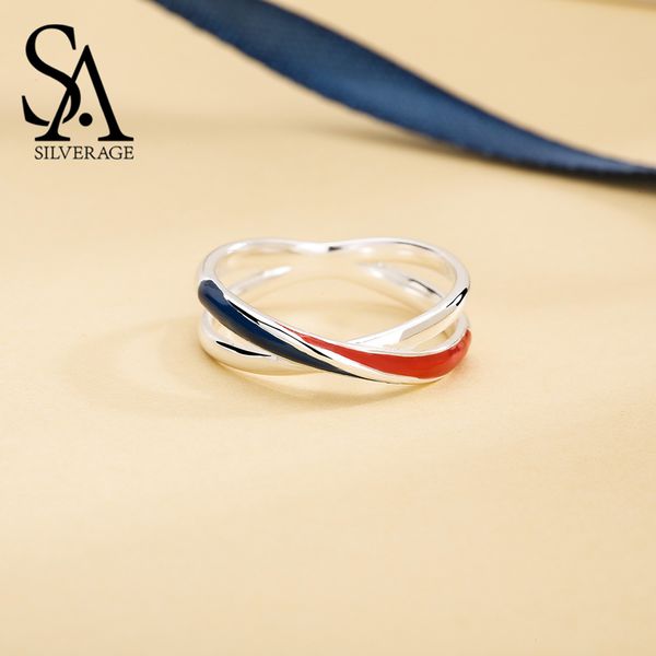 

sa silverage 925 серебро europa обручальные кольца для женщин серебро 925 синий / красный нашивки кольца для женщин изящных ювелирных издели, Golden;silver