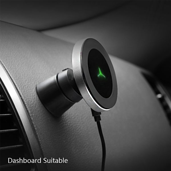 

360 degree rotation car wireless charger for iphone xsmax/xs/xr/8plus qi magnetic wireless car charger for samsung s10/s9/s8 10w