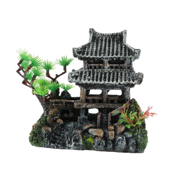 

aquarium fish tank ornaments retro building statue reptile hideaway