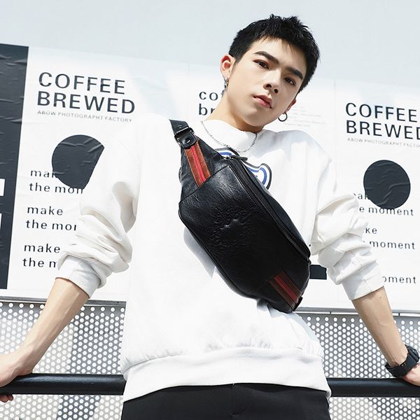 

tidog korean version of simple leather hipster chest bag
