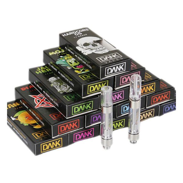 

Dank Vapes Cartridge New Black Pack 510 Thread 1.0ml 1 Gram Ceramic Coil Vape Carts 2.0mm Intake Hole for Thick Oil